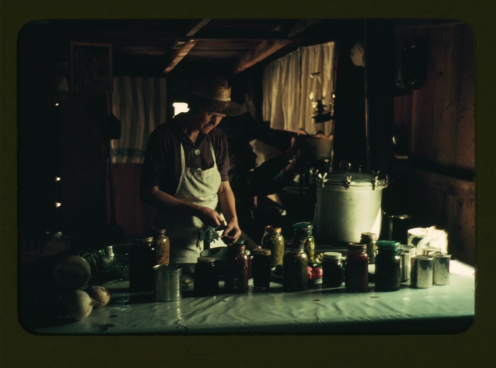 1940 Farm Security Administration photo of a cellar pantry