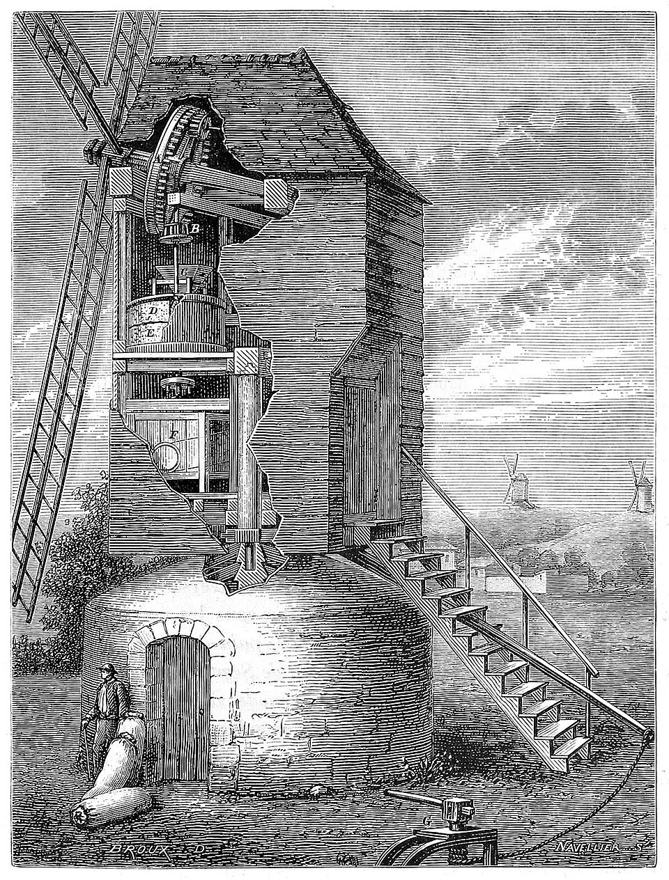 19th Century engraving of wheat harvesting